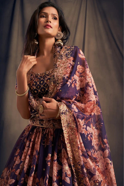 Purple Colour Organza Lehenga Choli LC1010102 B