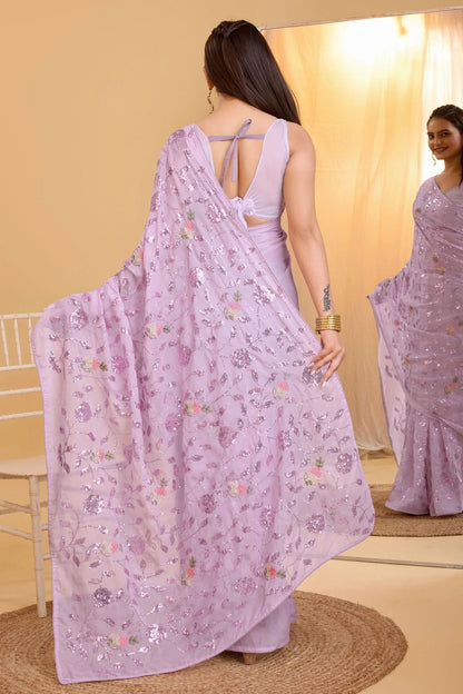 Purple Colour Organza Saree SD1110018 A
