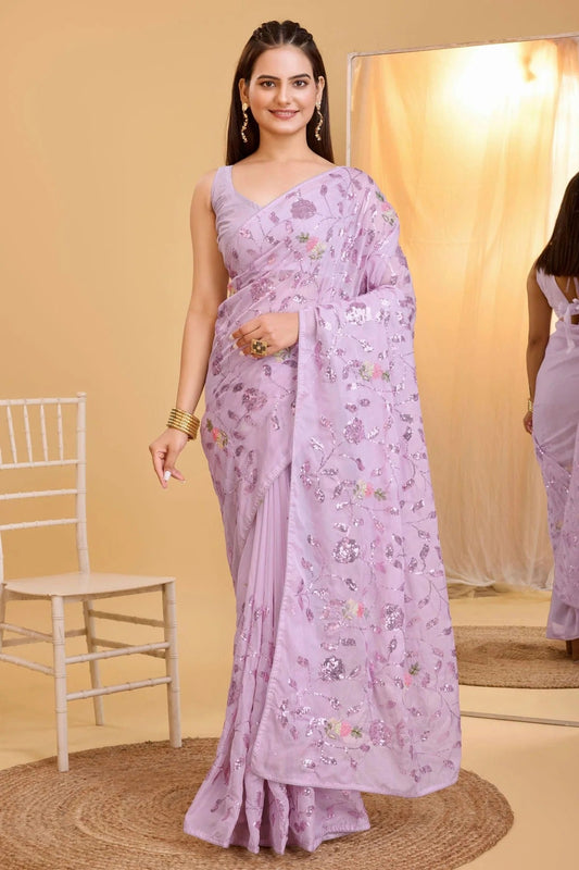 Purple Colour Organza Saree SD1110018