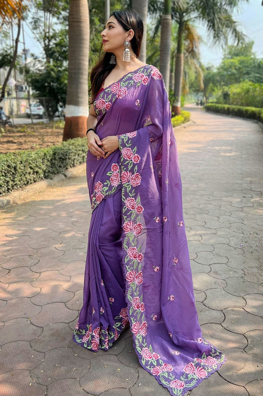 Purple Colour Organza Saree SD1110505