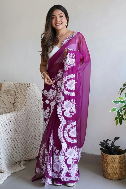 Purple Colour Organza Silk Designer Saree SD1111787