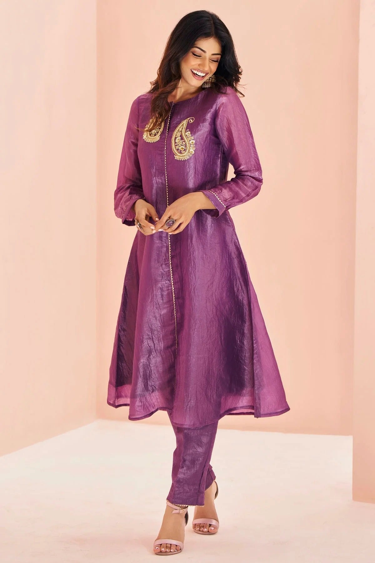 Purple Colour Organza Top and Bottom TP1080933 A