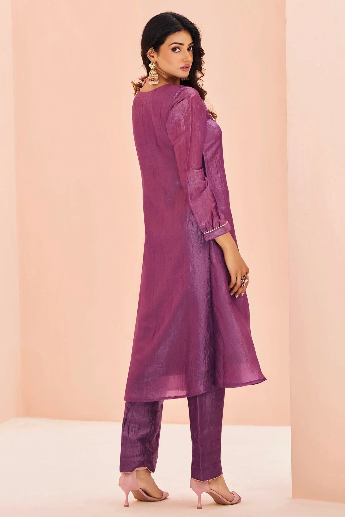 Purple Colour Organza Top and Bottom TP1080933 B