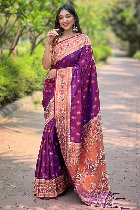 Purple Colour Paithani Silk Traditional Saree SD1110916