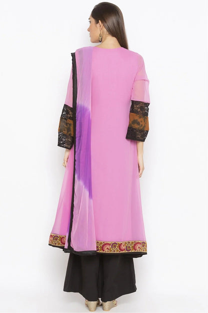 Purple Colour Plus Size Georgette Embroidery Palazzo Pant Suit BW1070299 A