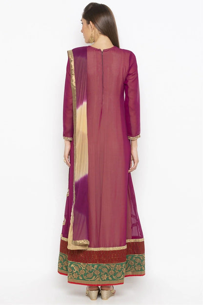 Purple Colour Plus Size Stitched Georgette Embroidery Pant Style Suit BW1070276 A