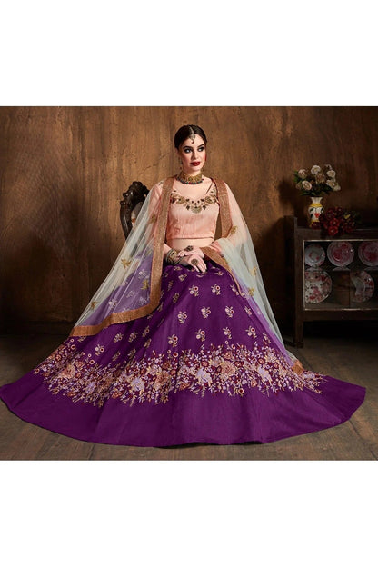 Purple Colour Raw Silk Lehenga Choli LC1010063 C