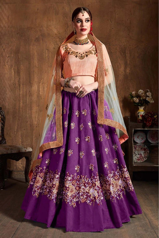 Purple Colour Raw Silk Lehenga Choli LC1010063