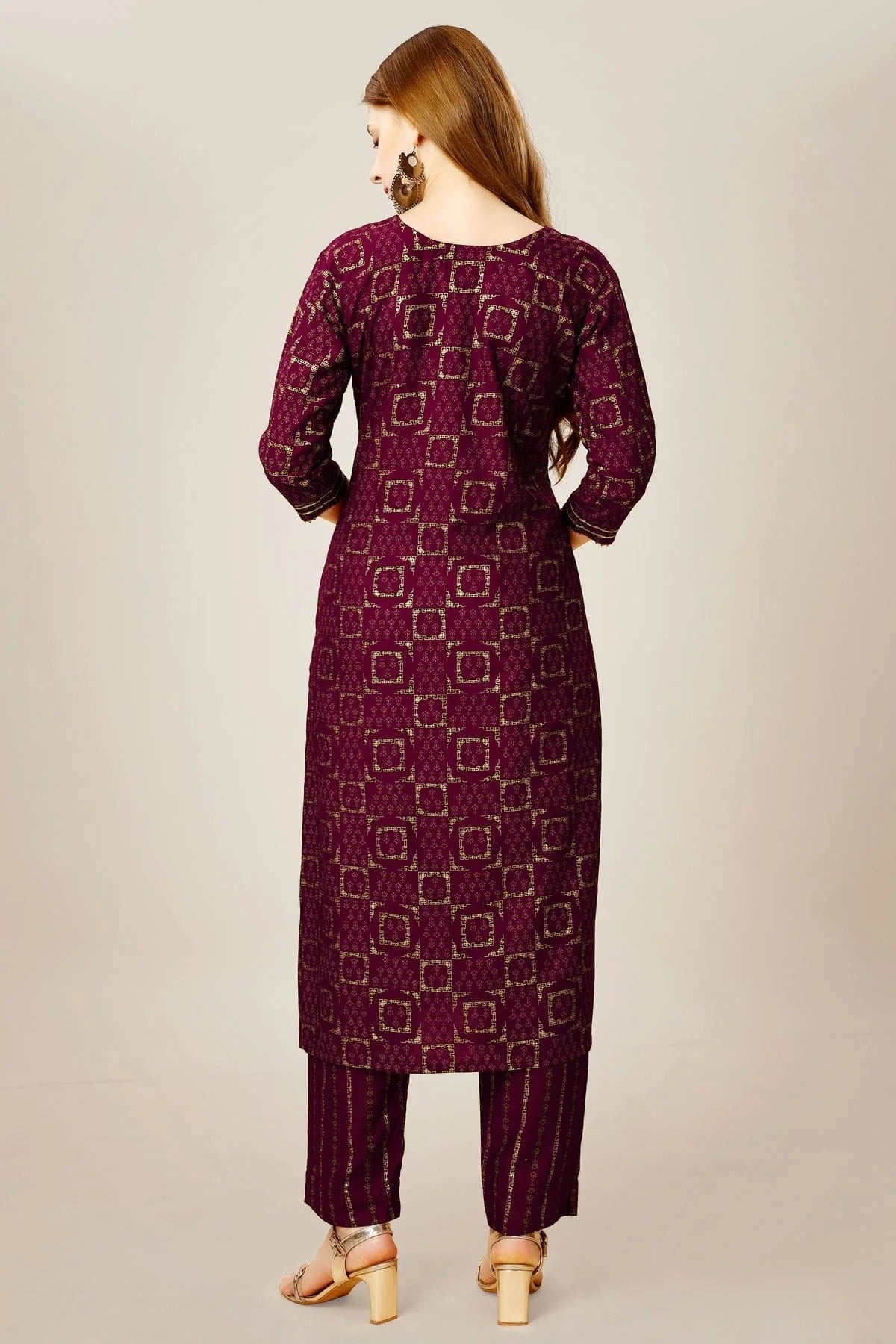 Purple Colour Rayon Kurta And Pant Set KR1111305 A