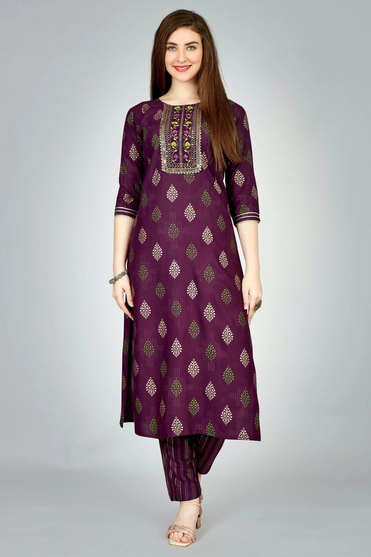 Purple Colour Rayon Kurta And Pant Set KR1111314