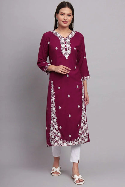 Purple Colour Rayon Kurti KR1111080