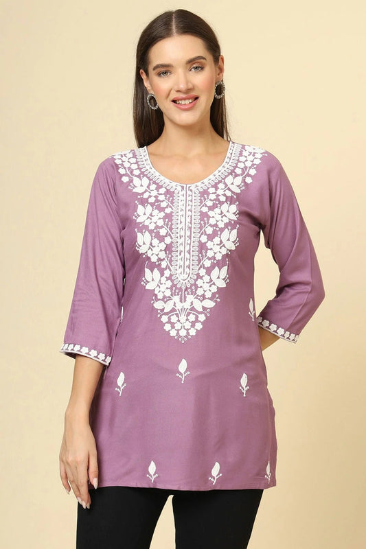 Purple Colour Rayon Readymade Top TP1110862