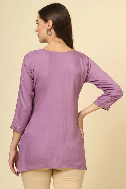 Purple Colour Rayon Readymade Top TP1110870 A