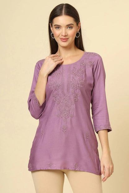 Purple Colour Rayon Readymade Top TP1110870