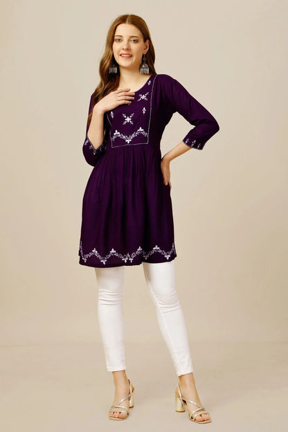 Purple Colour Rayon Thread Work