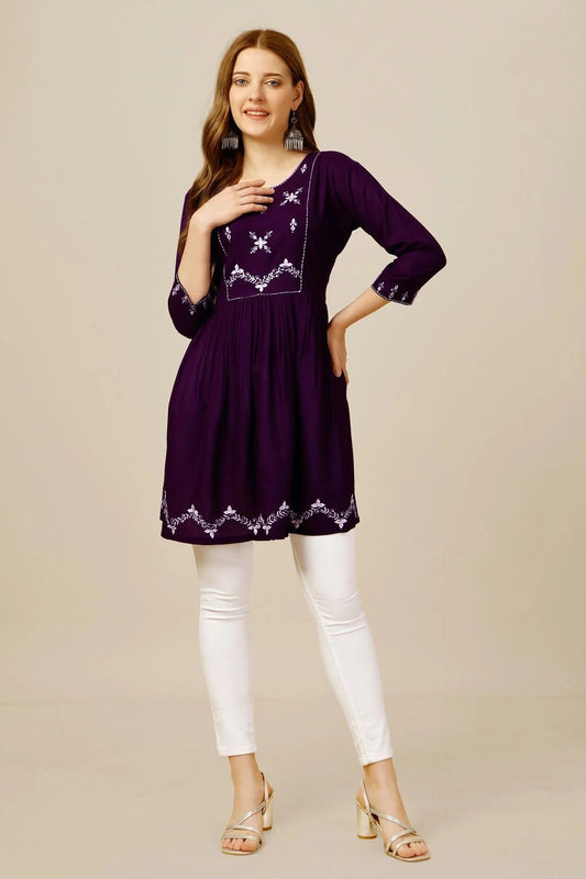 Purple Colour Rayon Thread Work