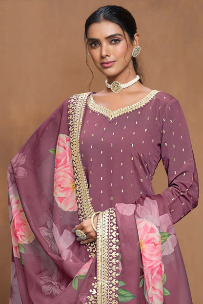 Purple Colour Roman Silk Sharara Suit SM1050564 A