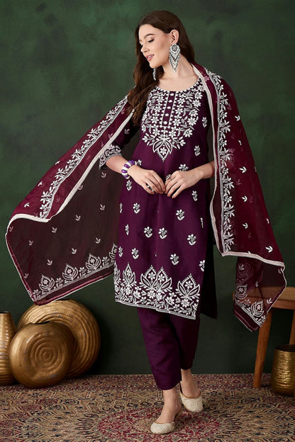 Purple Colour Roman Silk Stitched Salwar Suit SS1111485