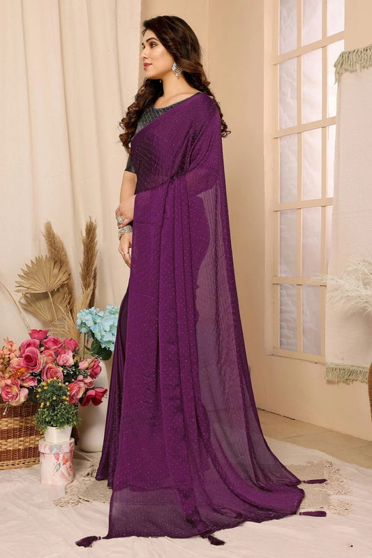 Purple Colour Satin Chiffon Saree SD1110112