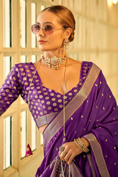 Purple Colour Satin Silk Saree SD1110278 A