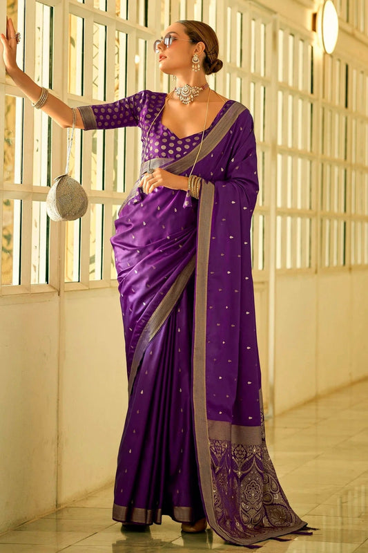 Purple Colour Satin Silk Saree SD1110278