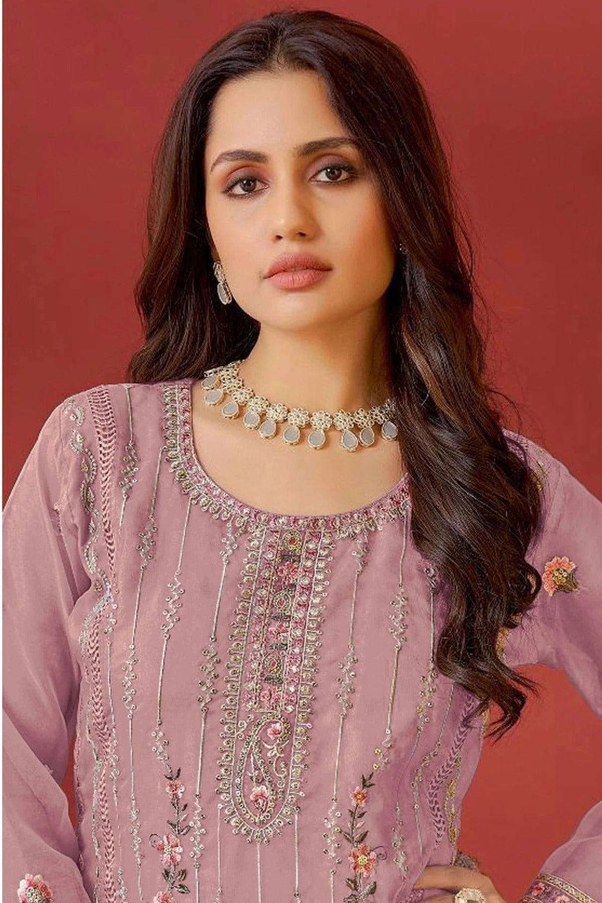 Purple Colour Semi Stitched Faux Georgette Pakistani Suit SM1140176 A