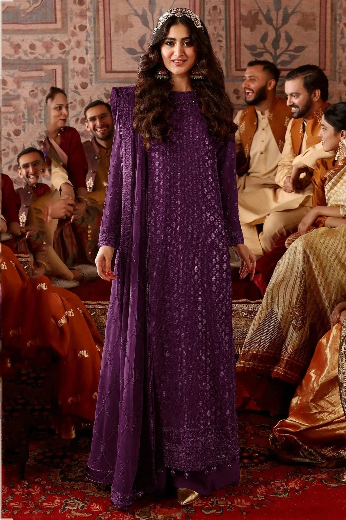 Purple Colour Semi Stitched Faux Georgette Pakistani Suit SM1140221