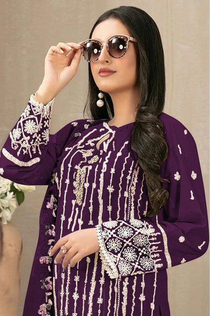 Purple Colour Semi Stitched Faux Georgette Pakistani Suit SM1140239 A
