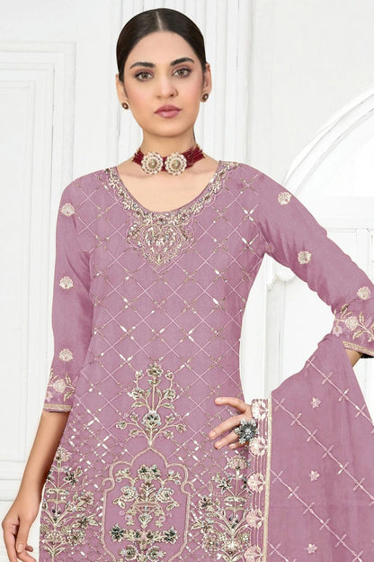 Purple Colour Semi Stitched Faux Georgette Pakistani Suit SM1140315 A