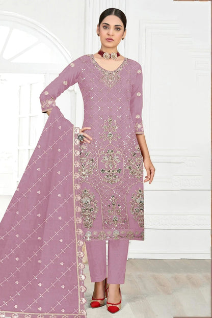 Purple Colour Semi Stitched Faux Georgette Pakistani Suit SM1140315