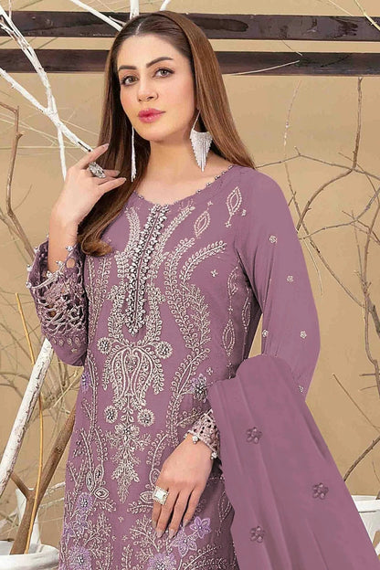 Purple Colour Semi Stitched Faux Georgette Pakistani Suit SM1140342 A