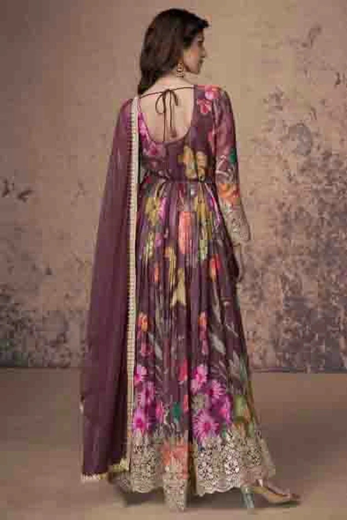 Purple Colour Semi Stitched Faux Georgette Pant Style Suit SM1140676 A
