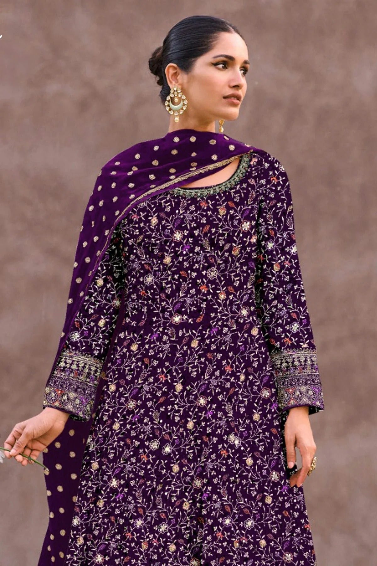 Purple Colour Semi Stitched Georgette Anarkali Suit SM1140265 A