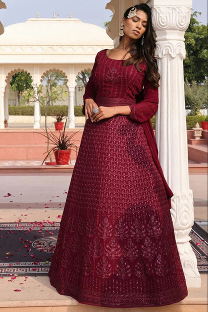 Purple Colour Semi Stitched Georgette Anarkali Suit SM1170035 A