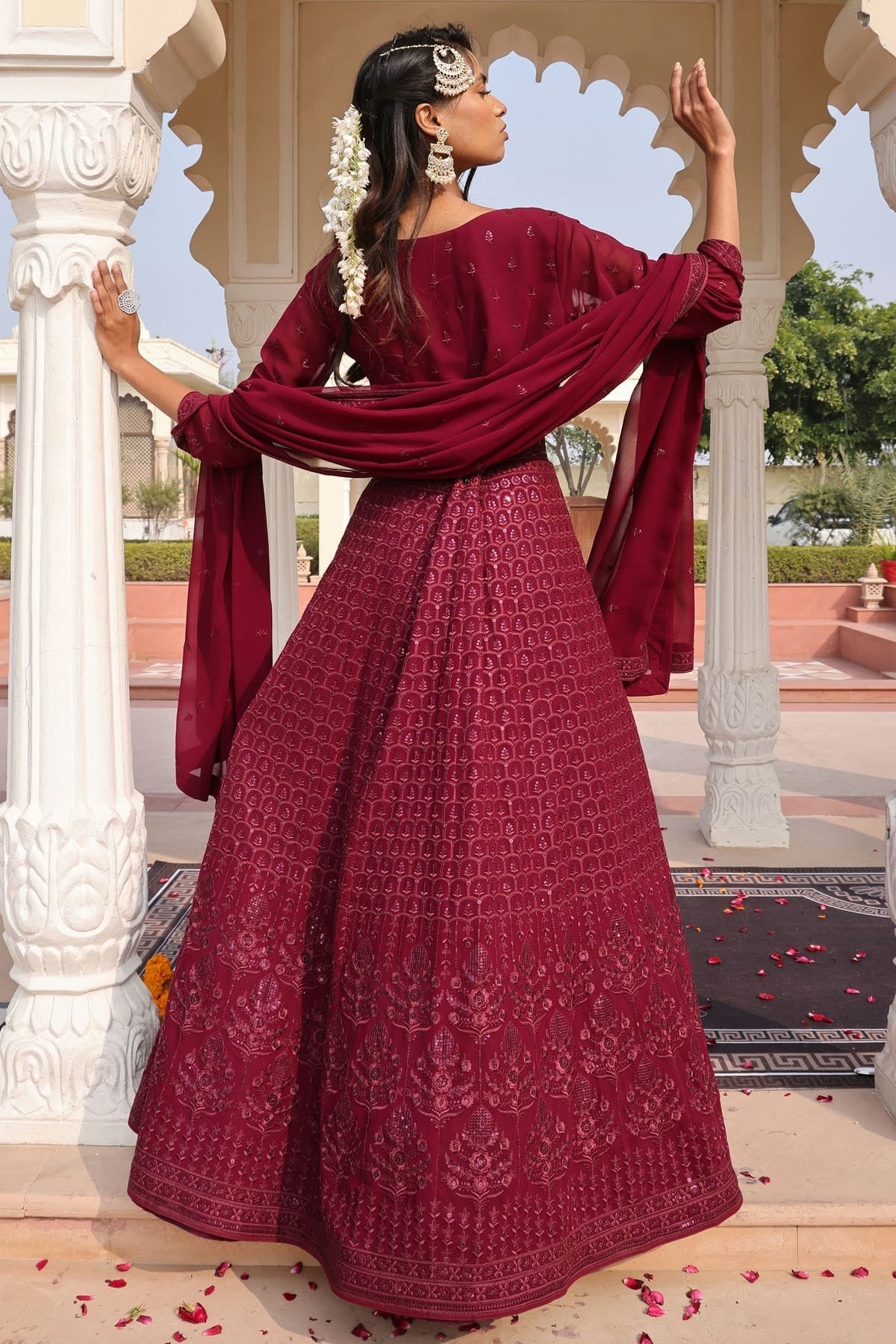 Purple Colour Semi Stitched Georgette Anarkali Suit SM1170035 B