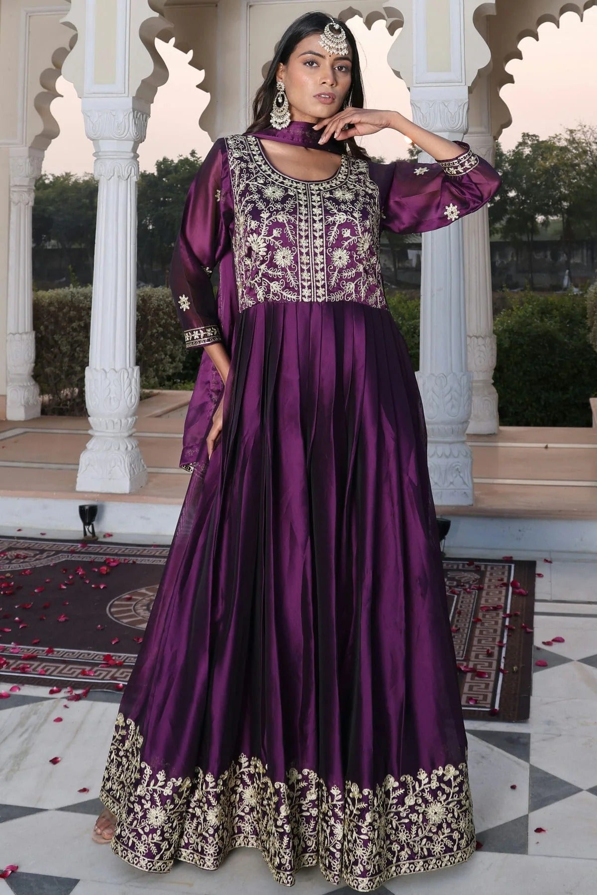 Purple Colour Semi Stitched Rangoli Silk Anarkali Suit SM1170042 A