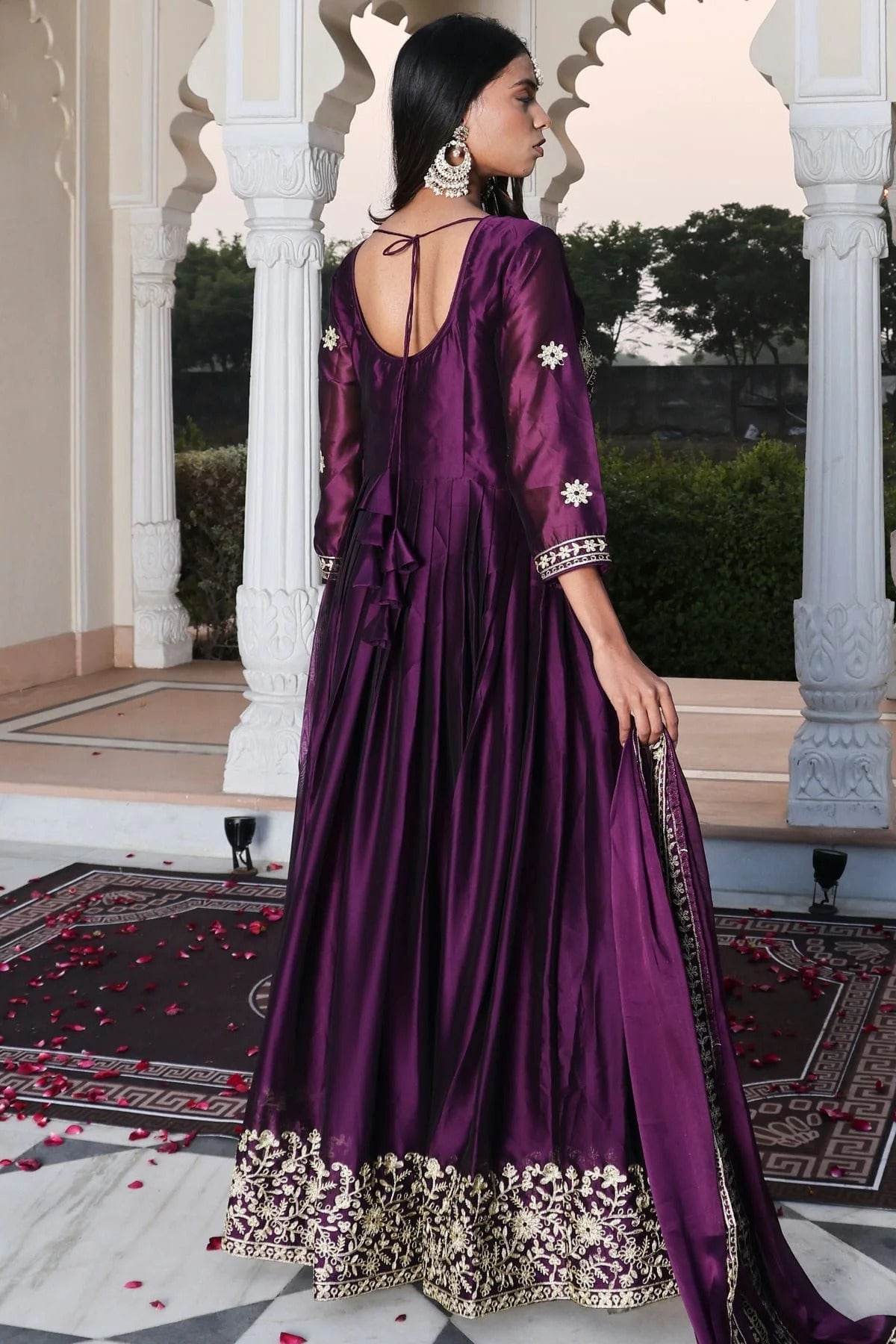 Purple Colour Semi Stitched Rangoli Silk Anarkali Suit SM1170042 B