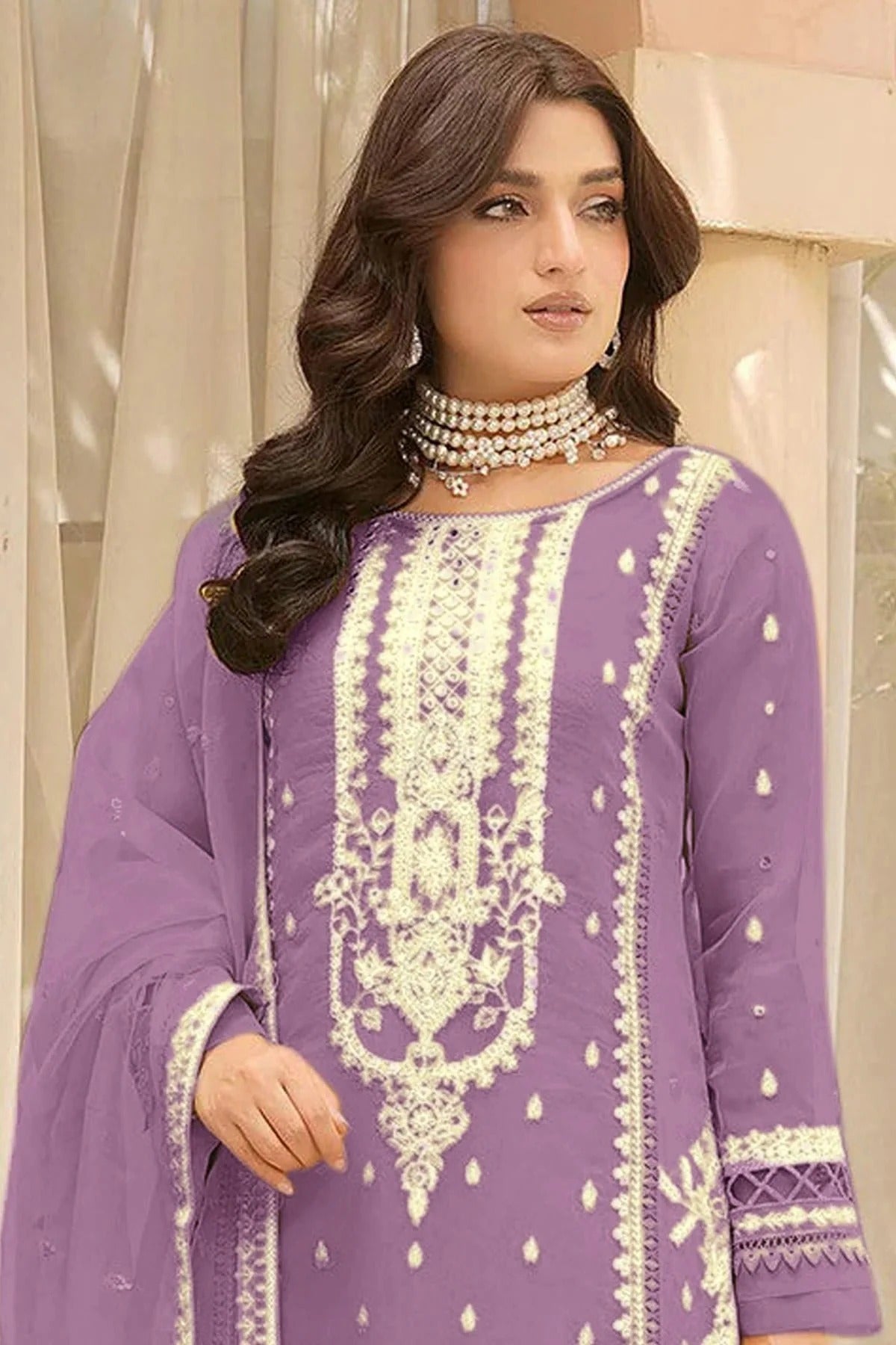 Purple Colour Semi Stitched Soft Organza Pakistani Suit SM1140363 A