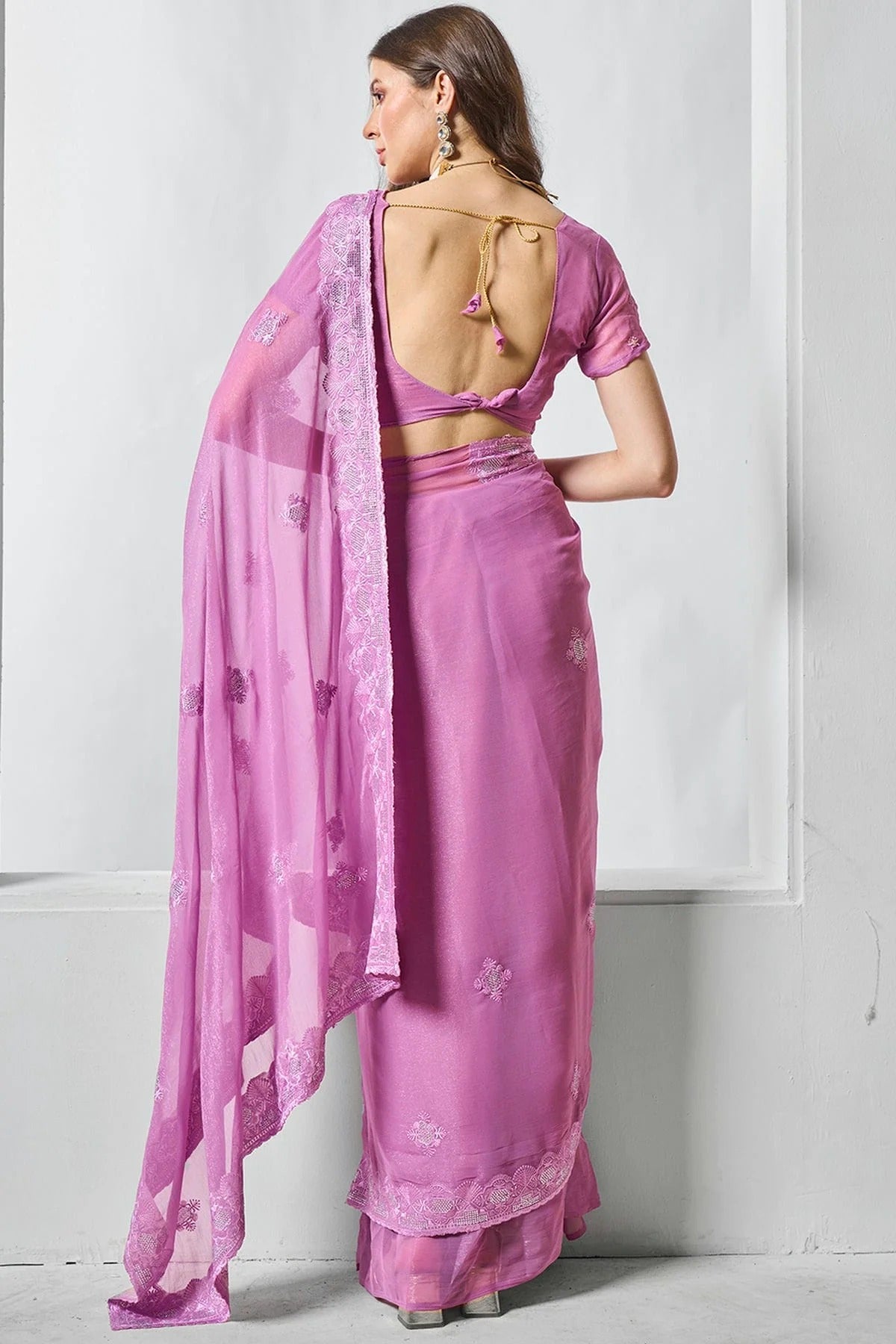 Purple Colour Shimmer Chiffon Designer Saree SD1111720 A