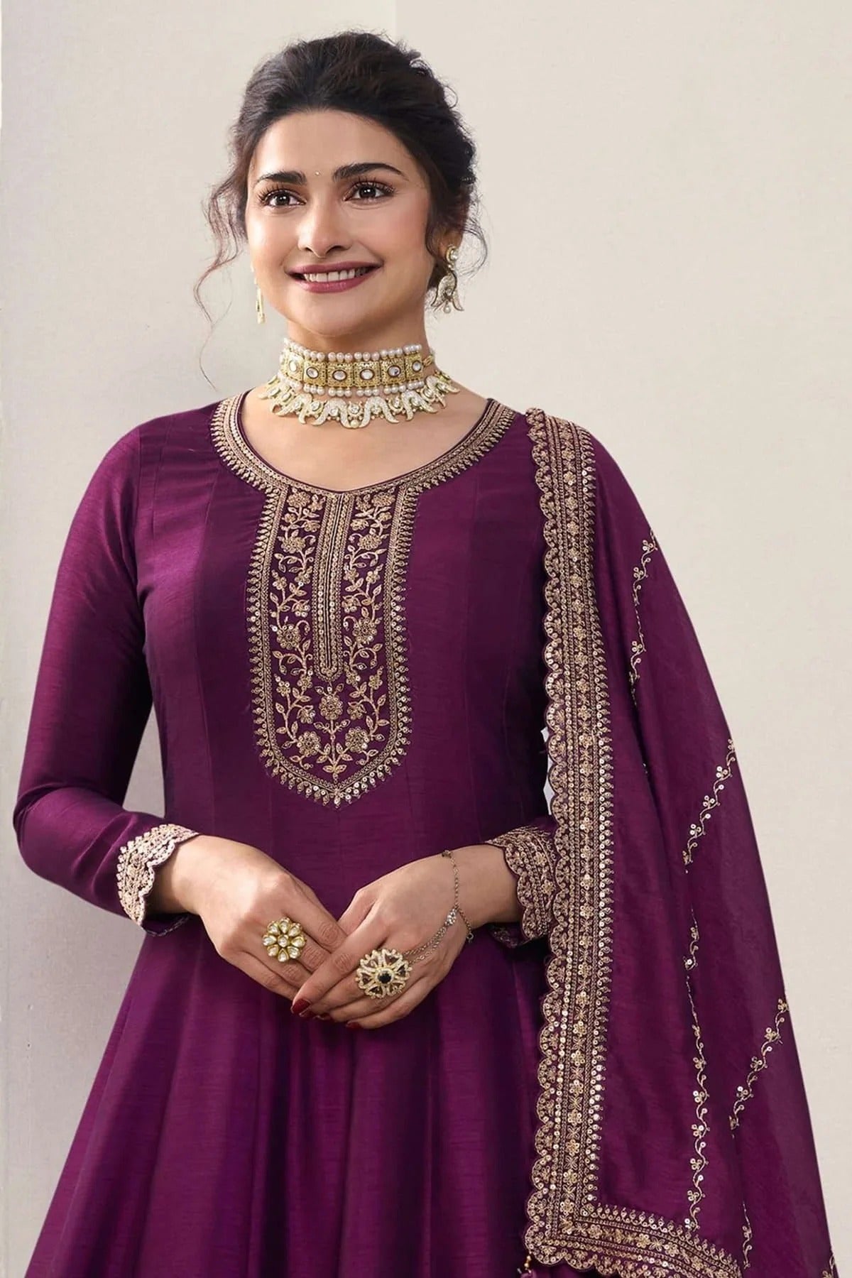 Purple Colour Silk Georgette Anarkali Suit SM1110671 A