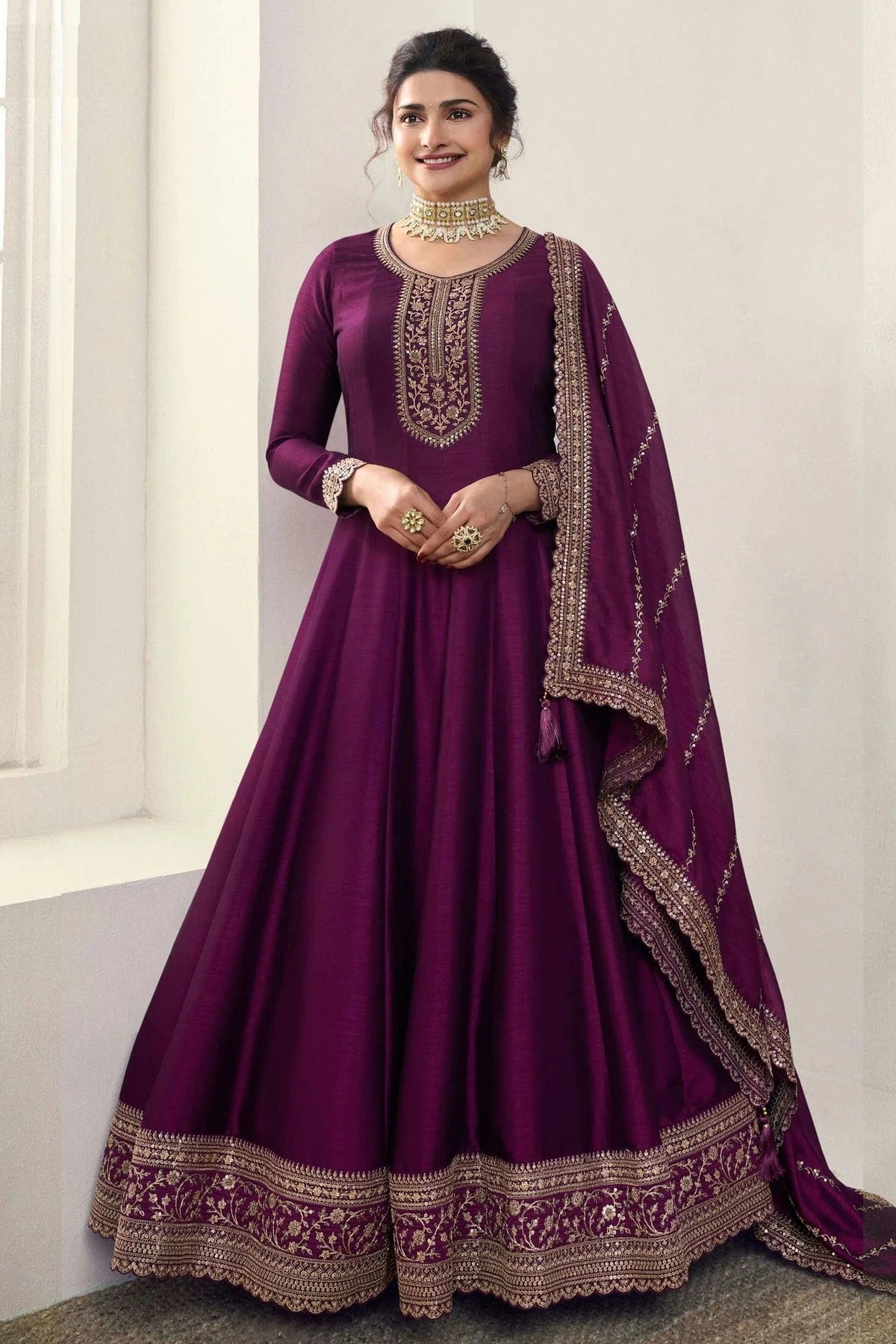 Purple Colour Silk Georgette Anarkali Suit SM1110671