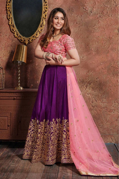 Purple Colour Silk Lehenga Choli LC1010046 B