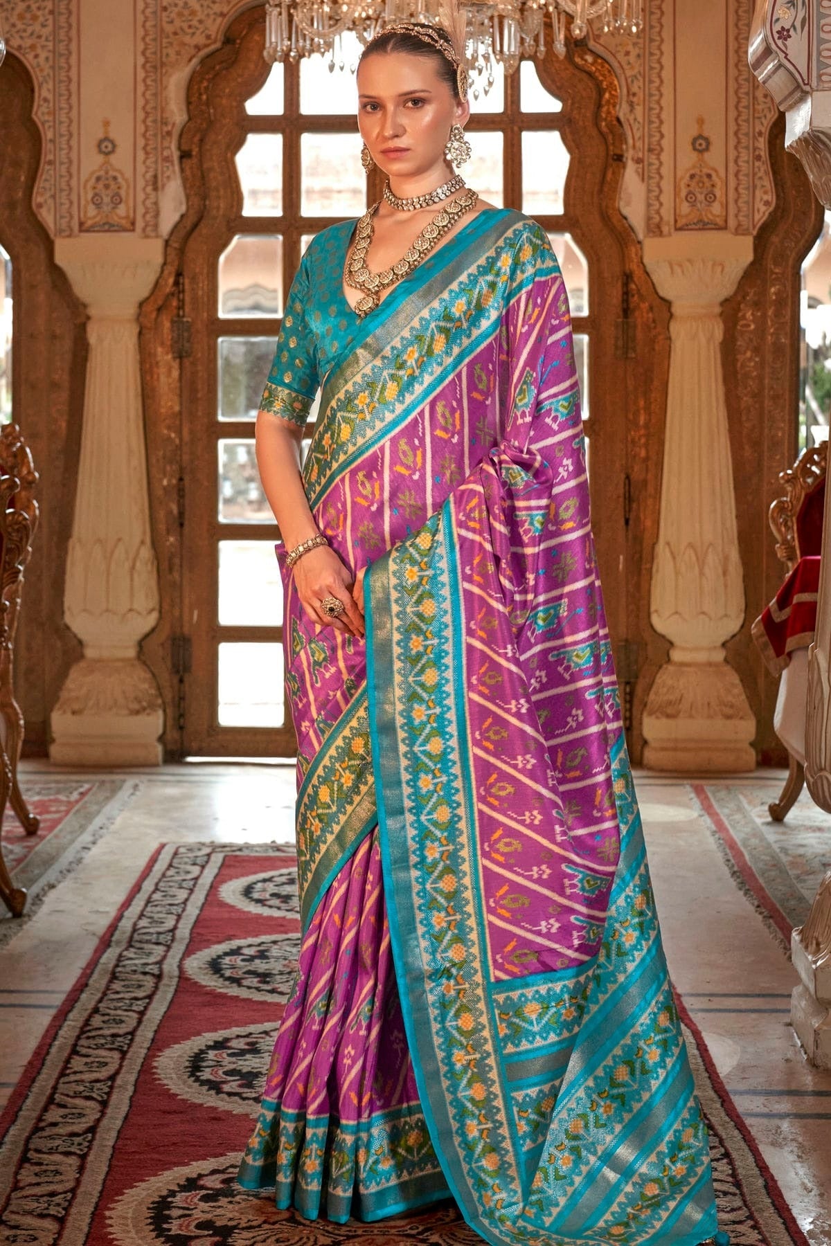 Purple Colour Silk Patola Print Saree SD1290052