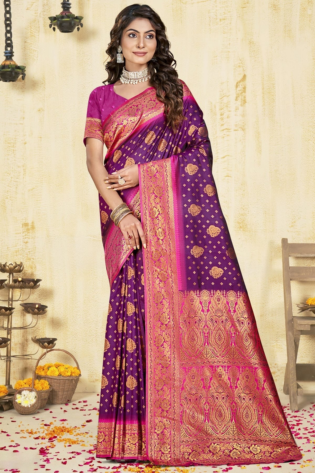 Purple Colour Silk Woven Work Traditional Saree SD1102921