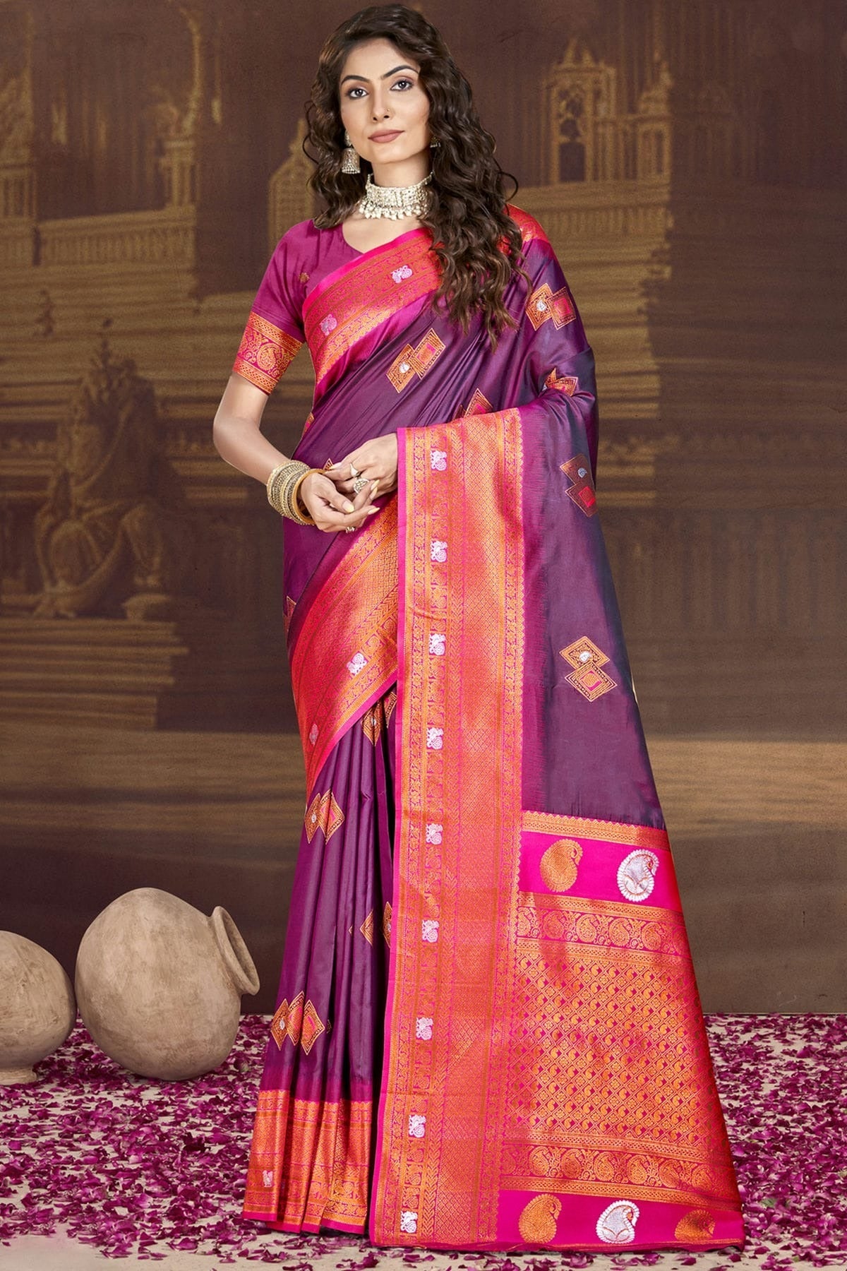 Purple Colour Silk Woven Work Traditional Saree SD1102937