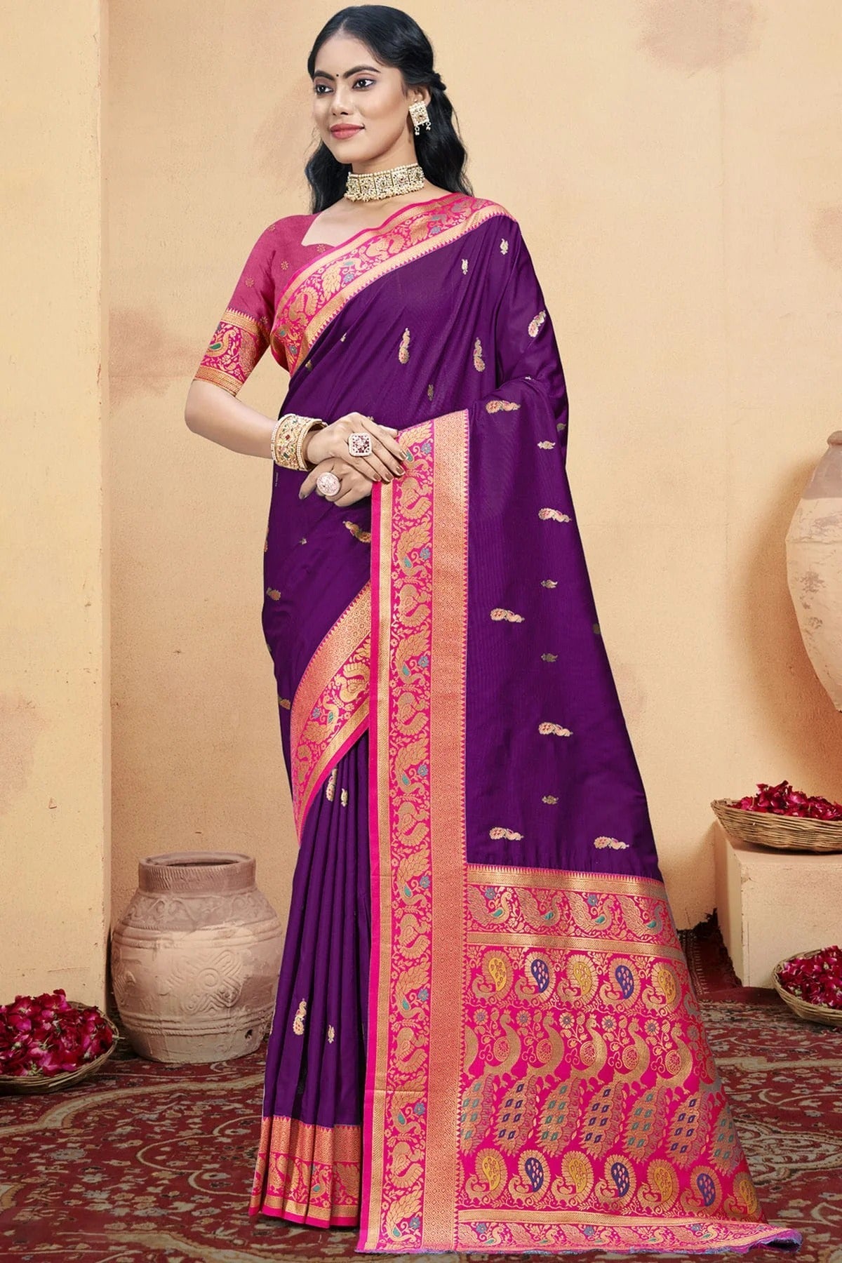 Purple Colour Silk Woven Work Traditional Saree SD1102949
