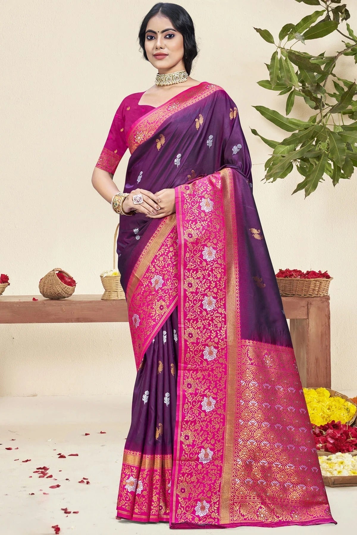 Purple Colour Silk Woven Work Traditional Saree SD1102962