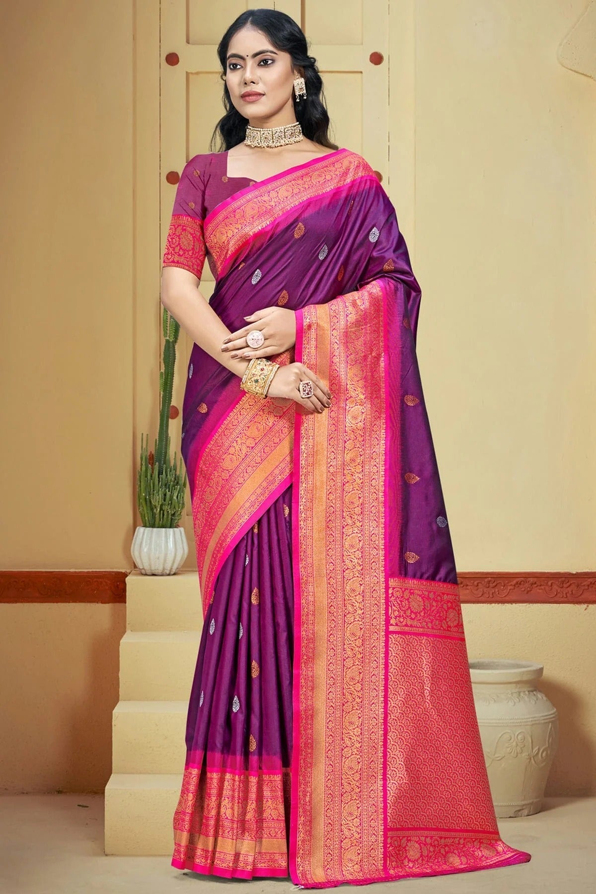 Purple Colour Silk Woven Work Traditional Saree SD1102968