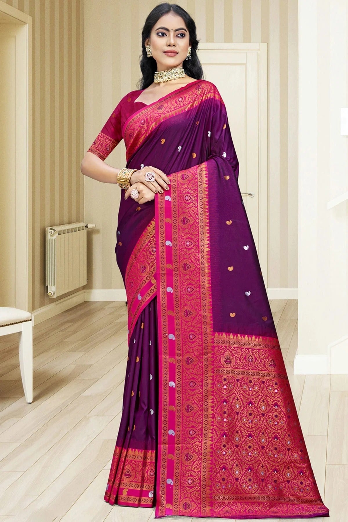 Purple Colour Silk Woven Work Traditional Saree SD1102971