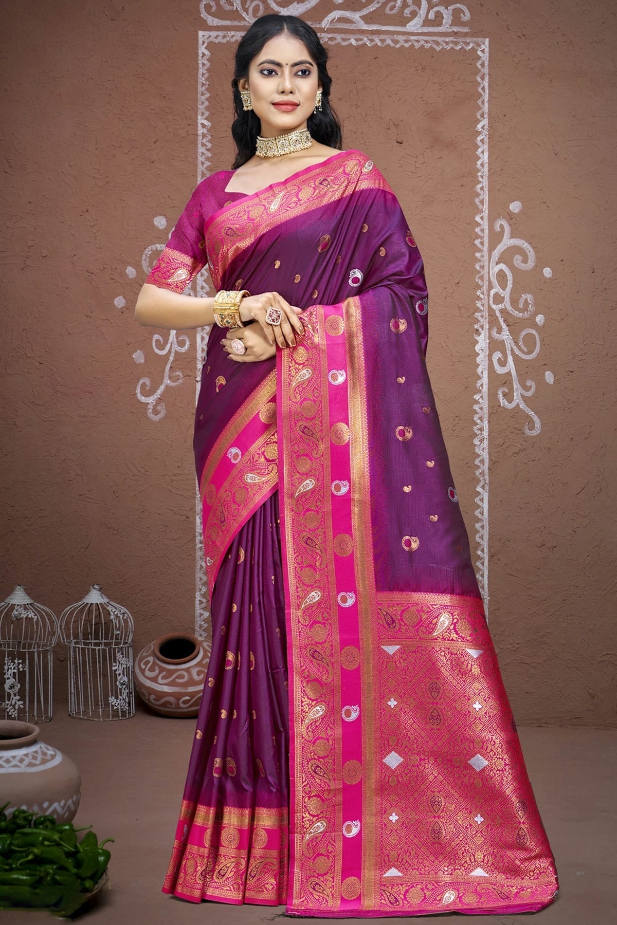 Purple Colour Silk Woven Work Traditional Saree SD1102993